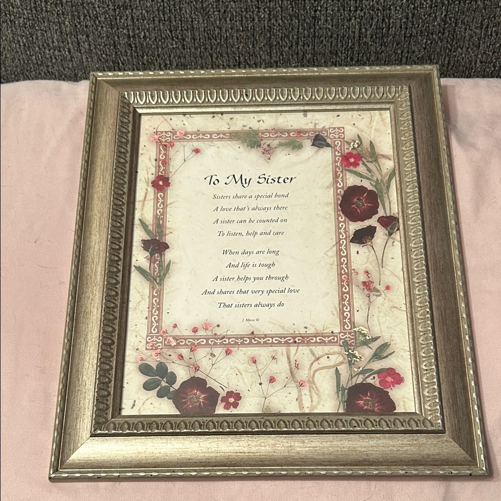 To My Sister Floral Print Picture Frame - Gold